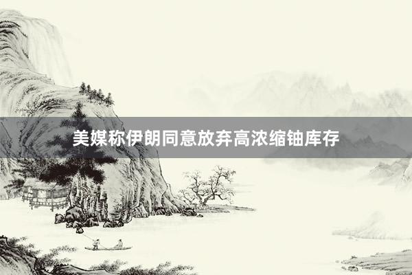 美媒称伊朗同意放弃高浓缩铀库存