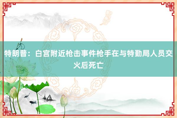 特朗普：白宫附近枪击事件枪手在与特勤局人员交火后死亡