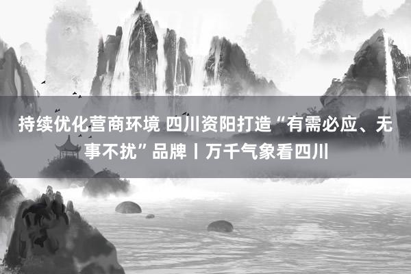 持续优化营商环境 四川资阳打造“有需必应、无事不扰”品牌丨万千气象看四川