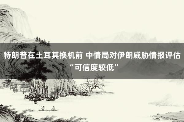 特朗普在土耳其换机前 中情局对伊朗威胁情报评估 “可信度较低”