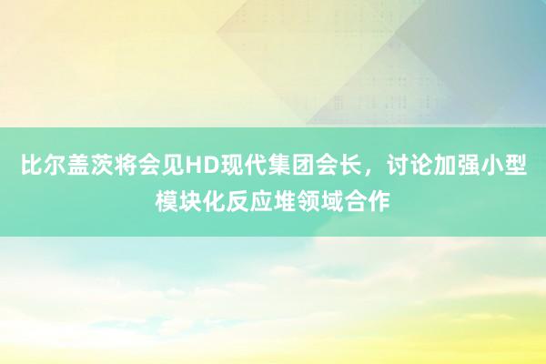 比尔盖茨将会见HD现代集团会长，讨论加强小型模块化反应堆领域合作