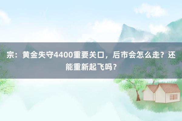 宗：黄金失守4400重要关口，后市会怎么走？还能重新起飞吗？
