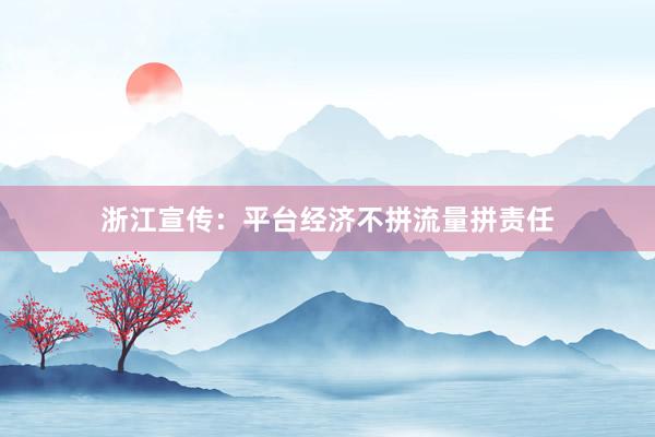 浙江宣传：平台经济不拼流量拼责任