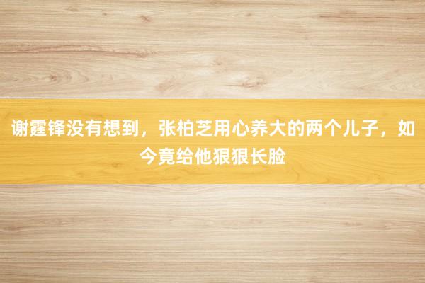 谢霆锋没有想到，张柏芝用心养大的两个儿子，如今竟给他狠狠长脸