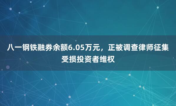 八一钢铁融券余额6.05万元，正被调查律师征集受损投资者维权