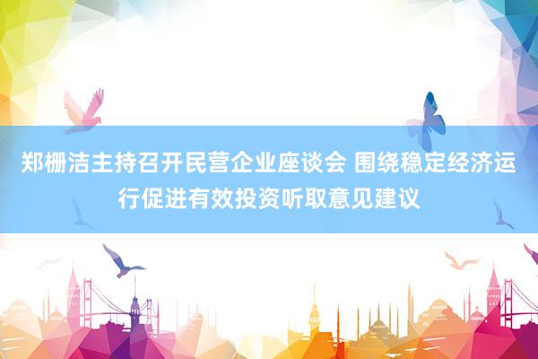 郑栅洁主持召开民营企业座谈会 围绕稳定经济运行促进有效投资听取意见建议