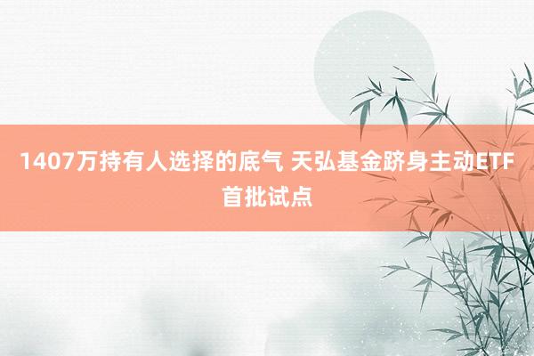 1407万持有人选择的底气 天弘基金跻身主动ETF首批试点