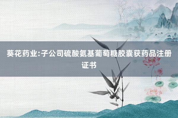 葵花药业:子公司硫酸氨基葡萄糖胶囊获药品注册证书