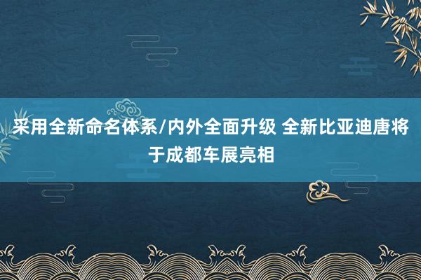采用全新命名体系/内外全面升级 全新比亚迪唐将于成都车展亮相