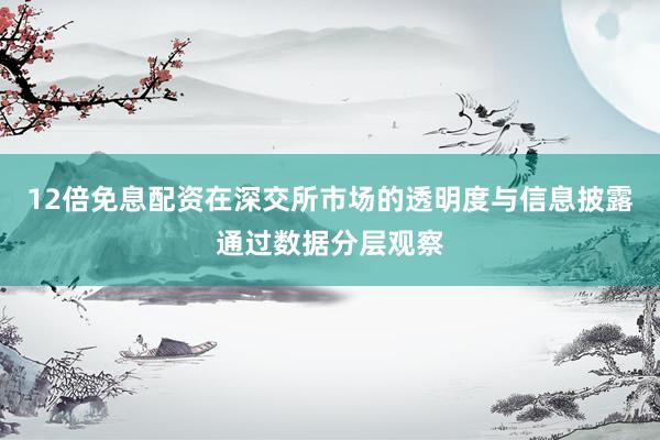 12倍免息配资在深交所市场的透明度与信息披露通过数据分层观察