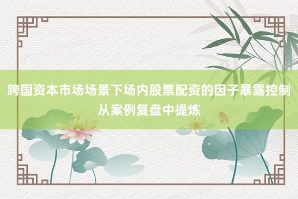 跨国资本市场场景下场内股票配资的因子暴露控制从案例复盘中提炼