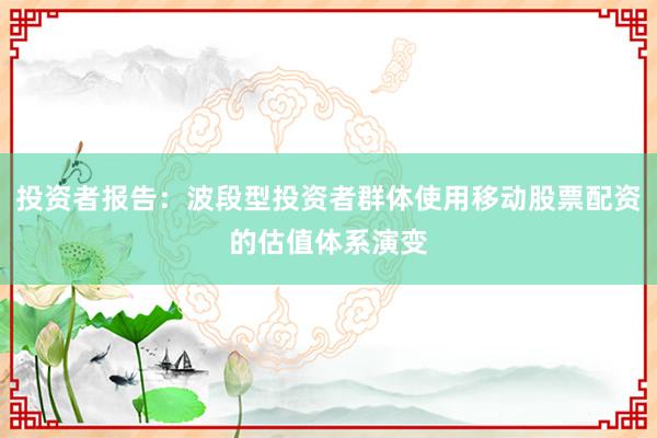 投资者报告：波段型投资者群体使用移动股票配资的估值体系演变