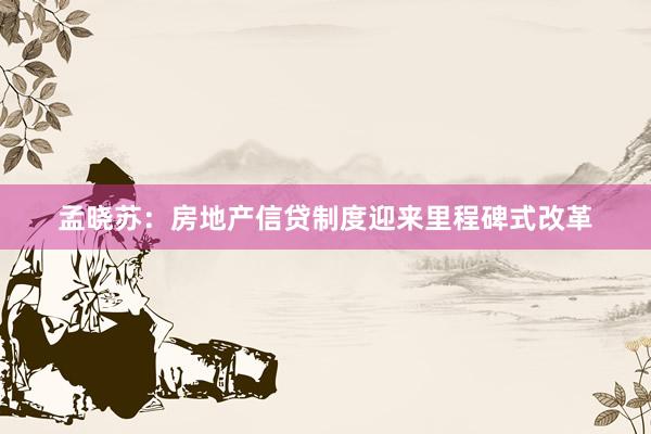 孟晓苏：房地产信贷制度迎来里程碑式改革