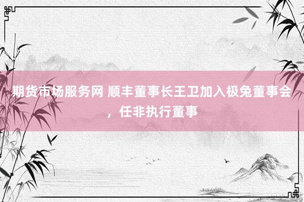 期货市场服务网 顺丰董事长王卫加入极兔董事会，任非执行董事