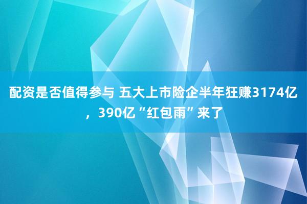 配资是否值得参与 五大上市险企半年狂赚3174亿，390亿“红包雨”来了