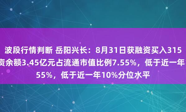 波段行情判断 岳阳兴长:8月31日获融资买入315.85万元,融资余额3.45亿元占流通市值比例7.55%,低于近一年10%分位水平