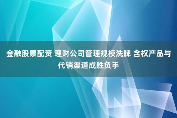 金融股票配资 理财公司管理规模洗牌 含权产品与代销渠道成胜负手