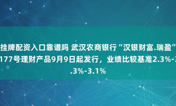 挂牌配资入口靠谱吗 武汉农商银行“汉银财富.瑞盈”系列177号理财产品9月9日起发行，业绩比较基准2.3%-3.1%