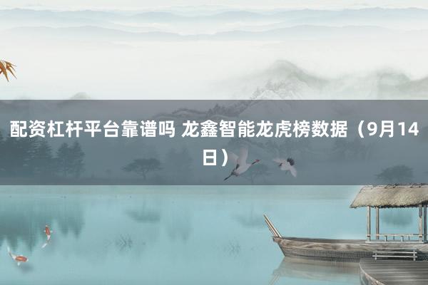 配资杠杆平台靠谱吗 龙鑫智能龙虎榜数据（9月14日）