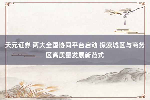 天元证券 两大全国协同平台启动 探索城区与商务区高质量发展新范式