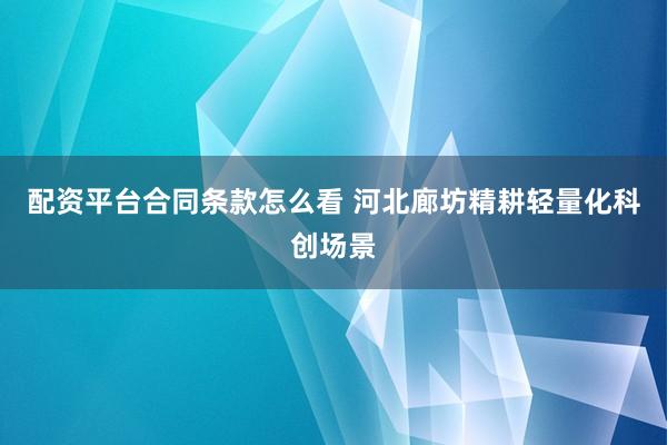 配资平台合同条款怎么看 河北廊坊精耕轻量化科创场景
