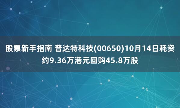 股票新手指南 普达特科技(00650)10月14日耗资约9.36万港元回购45.8万股