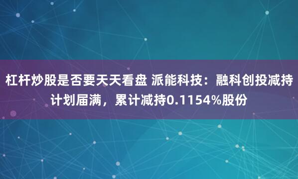 杠杆炒股是否要天天看盘 派能科技：融科创投减持计划届满，累计减持0.1154%股份